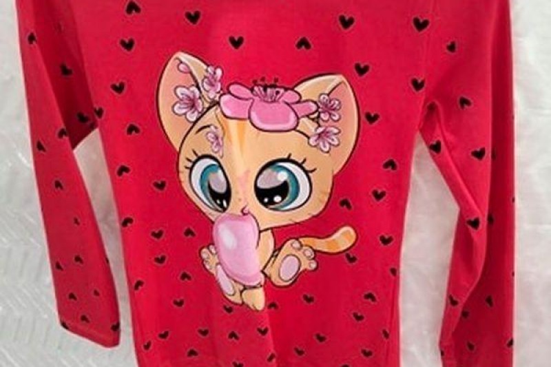 Bluzeczka dla dziewczynki z kotem ciemny róż