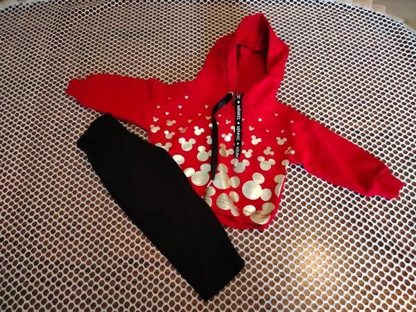 Komplecik dla dziewczynki bluza i spodenki czerwono-czarny